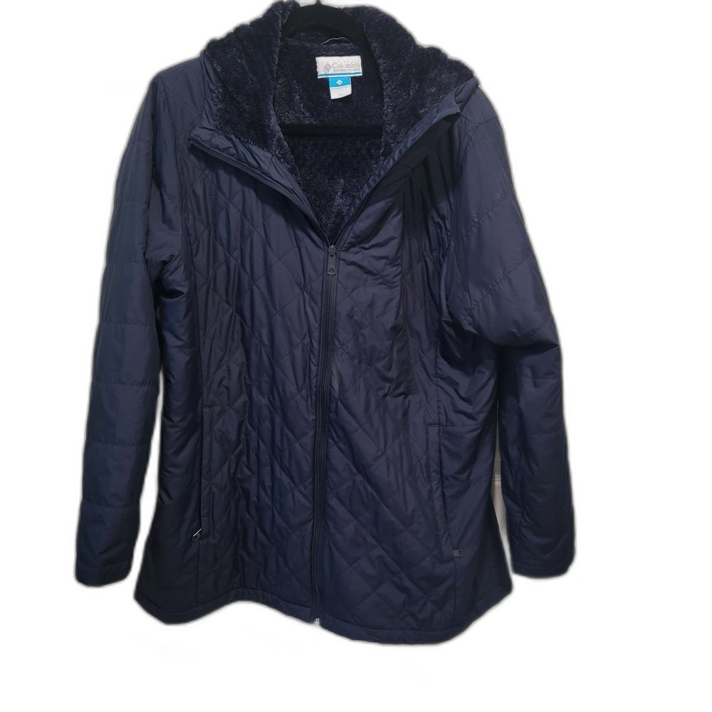 Women's Navy Quilted Jacket With Hood